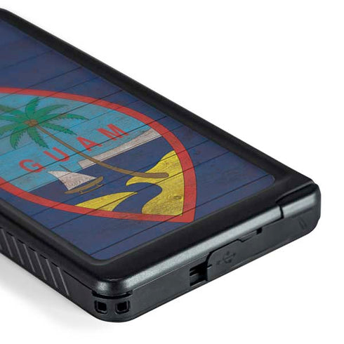 Guam Flag Dark Wood Galaxy S24 Ultra Waterproof Case